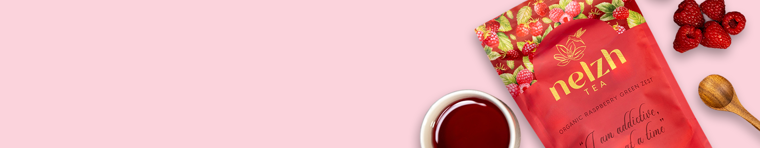 Nelzh Tea Organic Raspberry Green Zest – Refreshing Green Tea Herbal Blend with Raspberry Flavor for Energy and Wellness