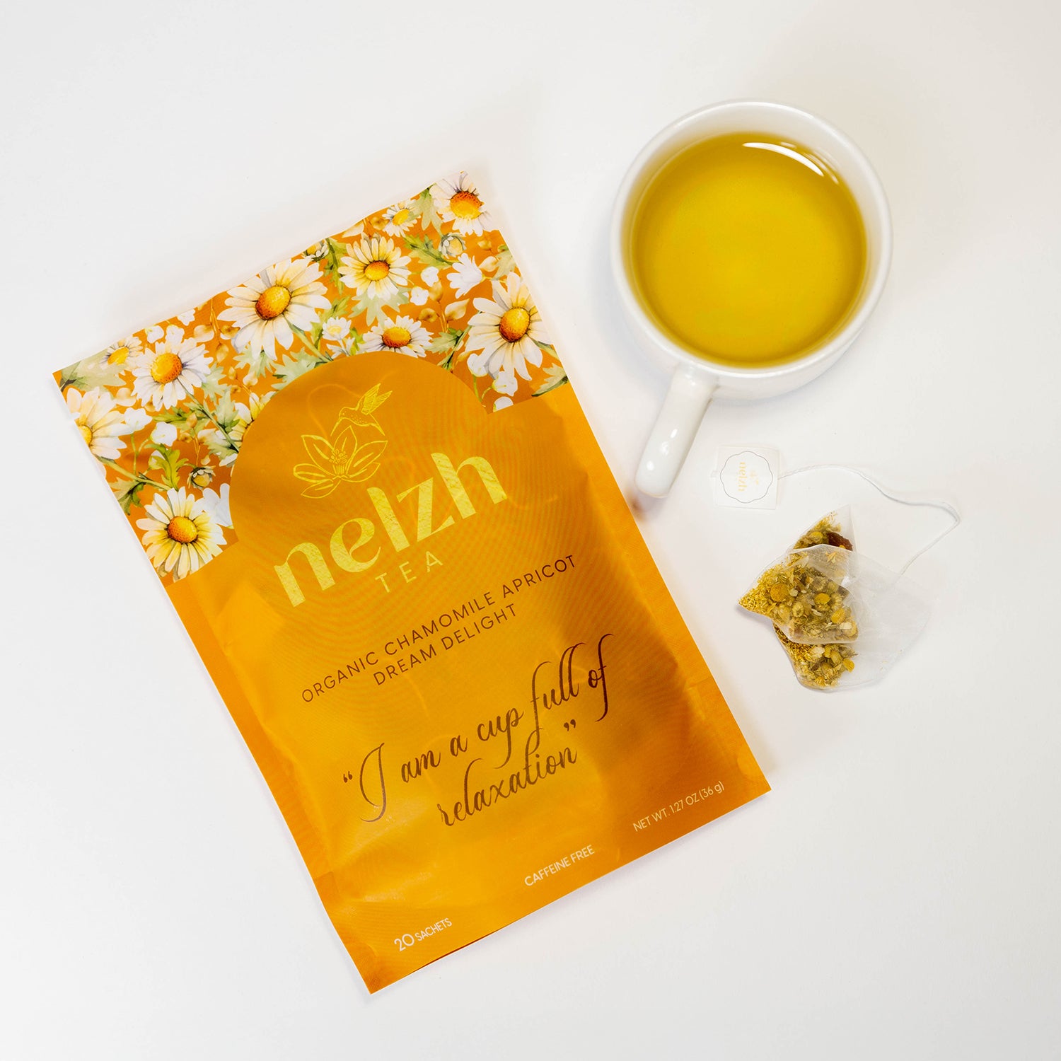 Nelzh Tea Organic Chamomile Apricot Dream Delight – Soothing Herbal Tea Blend for Relaxation and Wellness