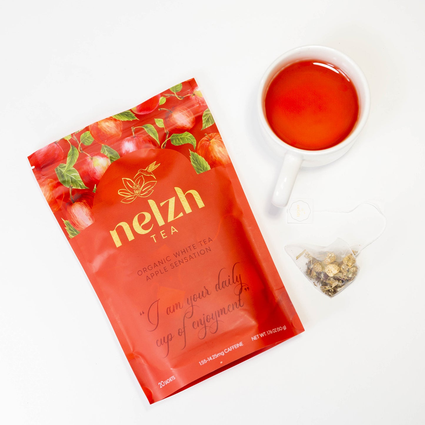 Nelzh Tea Organic White Apple Sensation Herbal Tea – Sweet Fruity Blend for Relaxation and Wellness